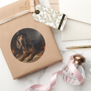 Sticker Rond Bloodhound Citrouilles Halloween effrayant