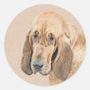 Sticker Rond Bloodhound Peinture - Joli chien d'origine art