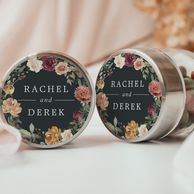 Sticker Rond Bloom rustique | Floral Mariage de couronne (Créateur téléchargé)