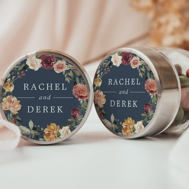 Sticker Rond Bloom rustique | Floral Mariage de couronne (Créateur téléchargé)