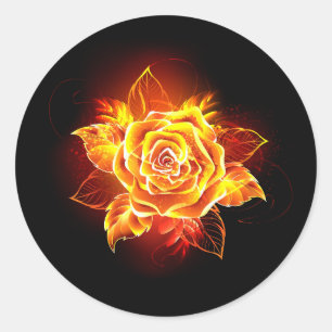 Sticker Rond Blooming Fire Rose