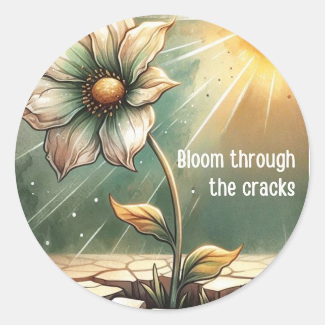 Sticker Rond Blooming in Adversity – Floral Art (Devant)