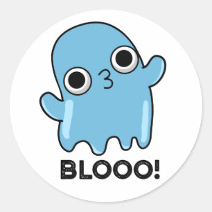 Sticker Rond Blooo Funny Blue Ghost Pun