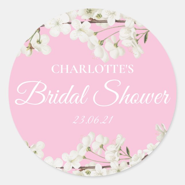 Sticker Rond Blossom Blanc Baby Shower (Devant)