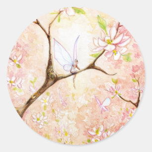Sticker Rond Blossom de vue rose