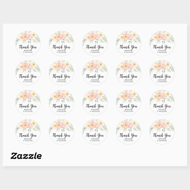 Sticker Rond Blossom Mariage Merci Favoriser l'autocollant rond (Feuille)