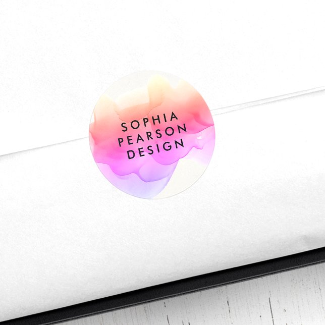 Sticker Rond Blot d'aquarelle Pastel (Créateur téléchargé)