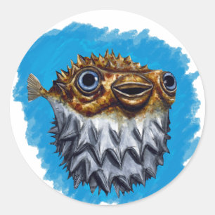 Sticker Rond Blowfish mignon