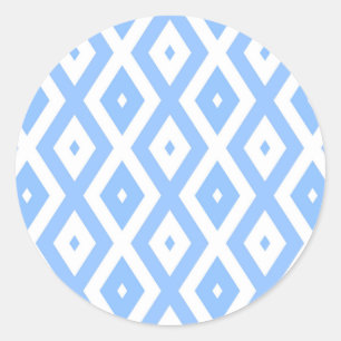 Sticker Rond Blue and white diamond pattern