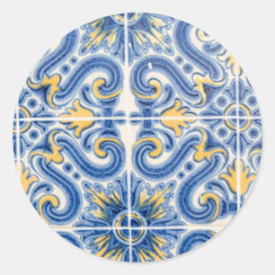 Sticker Rond Blue and yellow tile, Portugal
