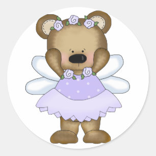 Sticker Rond Blue Baby Bear Fairy