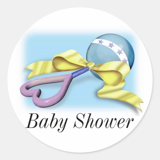 Sticker Rond Blue Baby Rattle C'est un garçon (Devant)