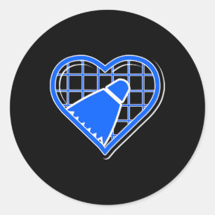 Sticker Rond Blue Badminton Heart Pour Les Amateurs De Badminto