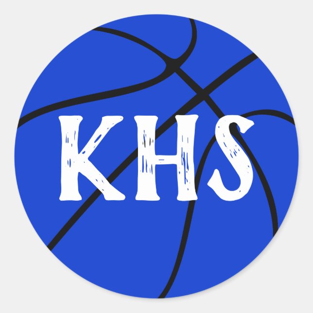 Sticker Rond Blue Basketball Team Party, Pep Rally ou Scrapbook (Devant)