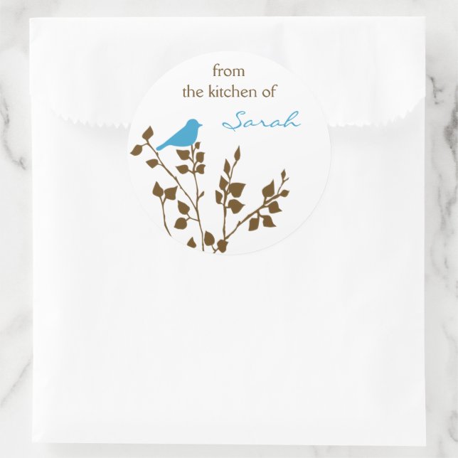 Sticker Rond Blue Bird Name Baking and Canning (Sac)