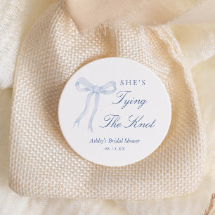 Sticker Rond Blue Bow Elle Noue le Nœud Réception de Mariage