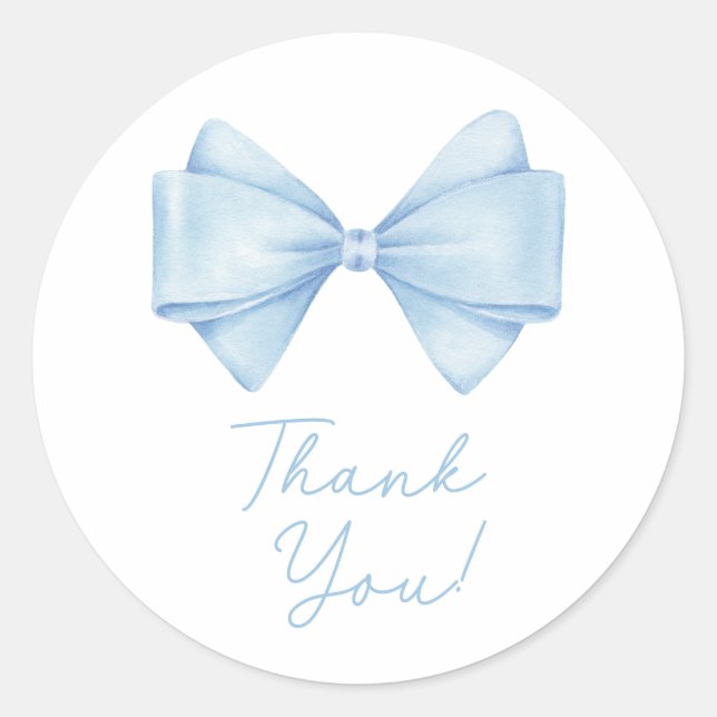Sticker Rond Blue Bow Modern Boy Baby shower (Devant)
