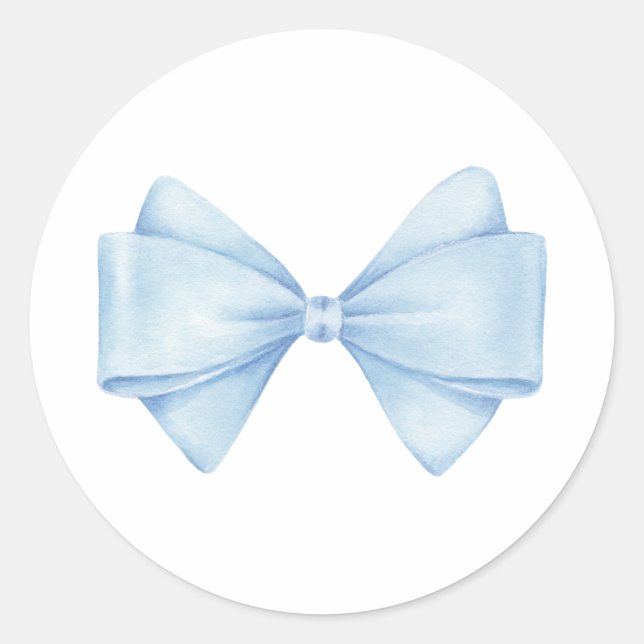 Sticker Rond Blue Bow Modern Boy Baby shower (Devant)