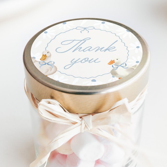 Sticker Rond Blue Bow Silly Goose Coquette Anniversaire Classic (Créateur téléchargé)