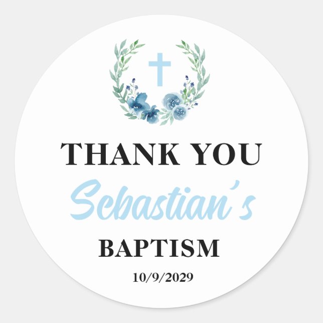Sticker Rond Blue Boy Baptism  (Devant)