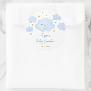 Sticker Rond Blue Boy Cloud Stars Baby Sprinkle