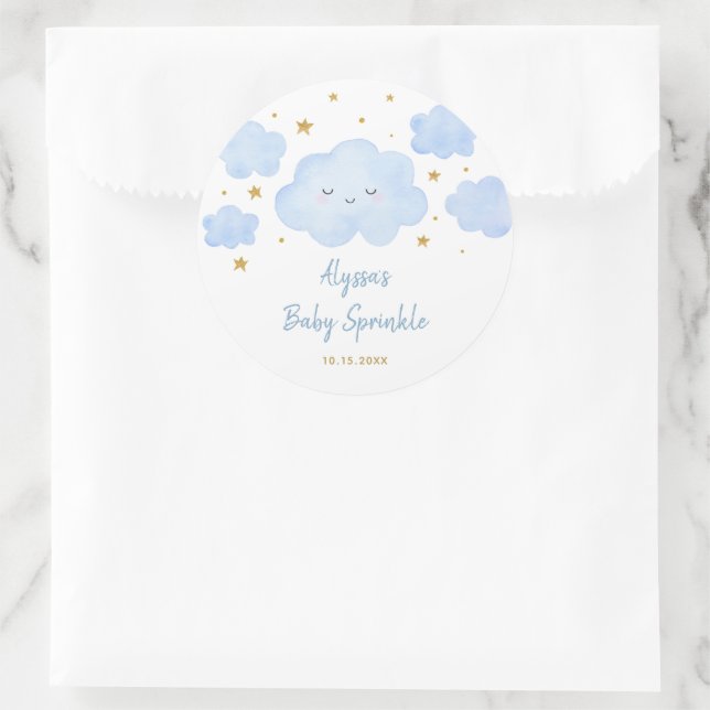 Sticker Rond Blue Boy Cloud Stars Baby Sprinkle (Sac)