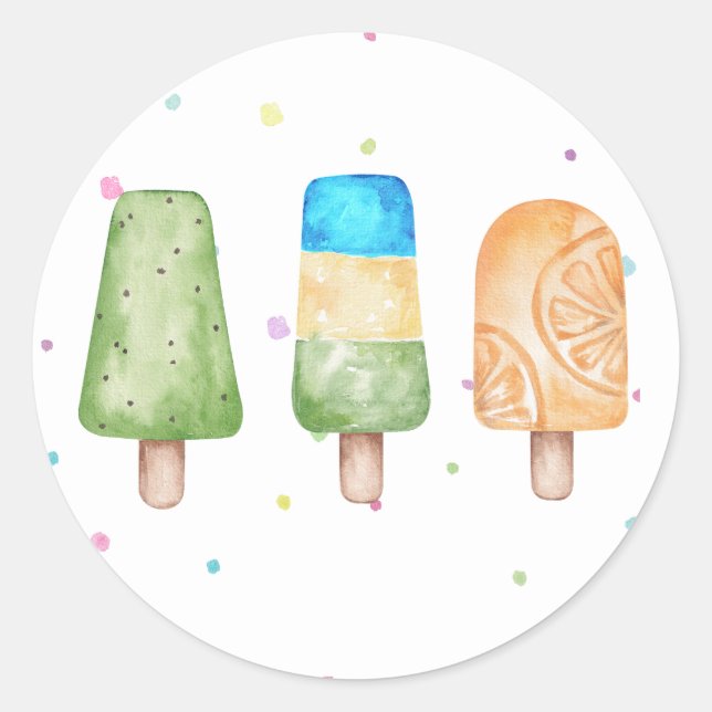 Sticker Rond Blue Boys Summer Popsicle Anniversaire Enveloppe S (Devant)