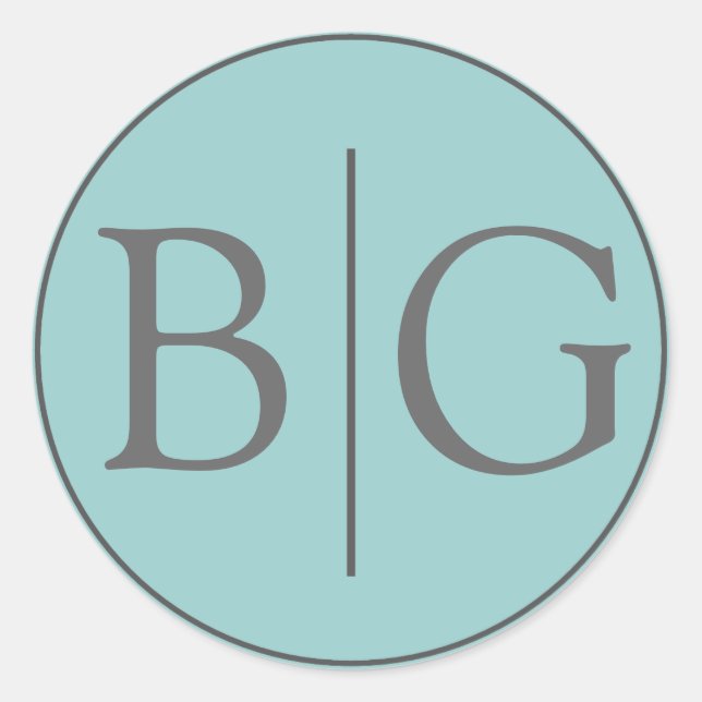 Sticker Rond Blue Bride Groom Monogramme Mariage Faveur (Devant)