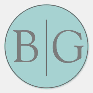 Sticker Rond Blue Bride Groom Monogramme Mariage Faveur