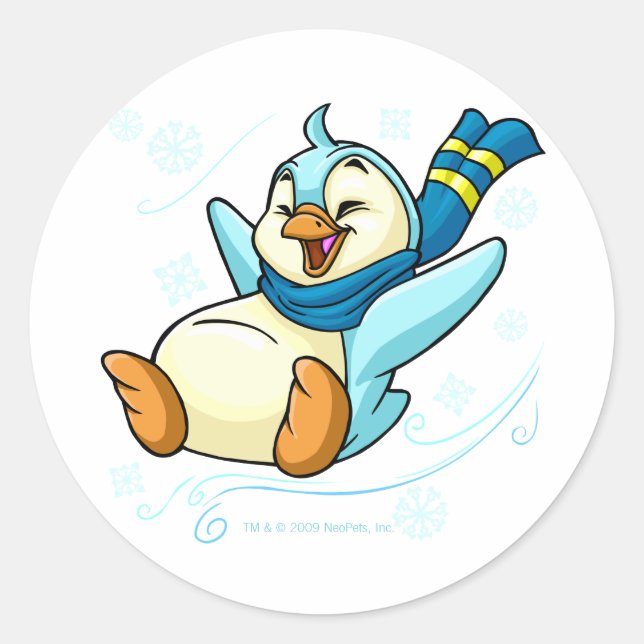 Sticker Rond Blue Bruce glissant sur la glace (Devant)