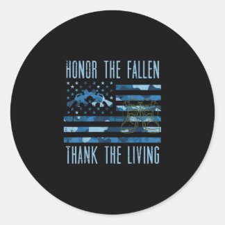 Sticker Rond Blue Camo Us Drapeau Honneur Le Fallen Remercier L