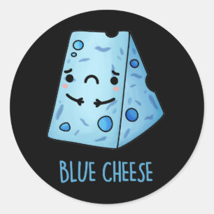 Sticker Rond Blue Cheese Funny Food Pun Dark BG