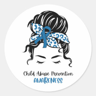 Sticker Rond Blue Child Abuse Prevention Awareness Blue Messy