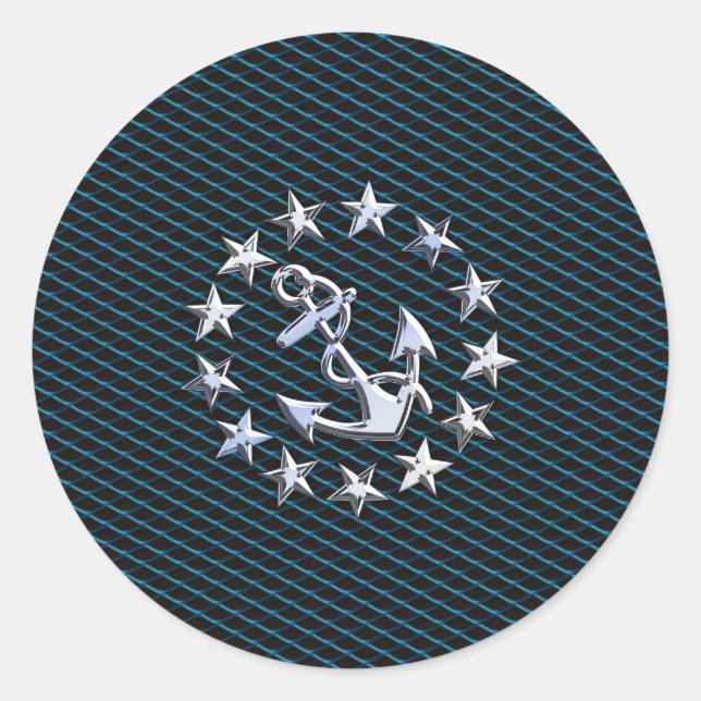 Sticker Rond Blue Chrome Comme Yacht Drapeau Automotive Grille (Devant)