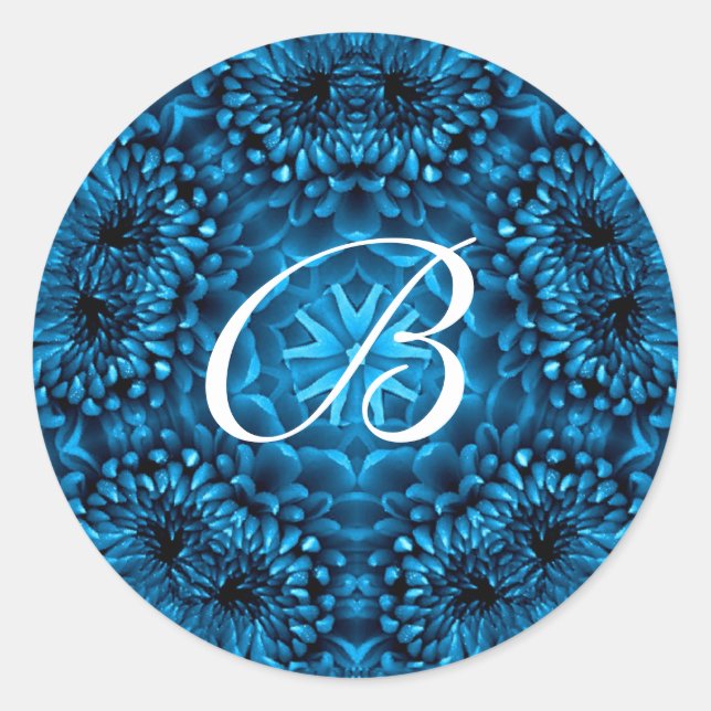 STICKER ROND BLUE DAHLIA MONOGRAM (Devant)