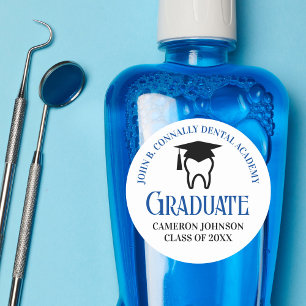 Sticker Rond Blue Dental School Custom Dentist Gradust Party