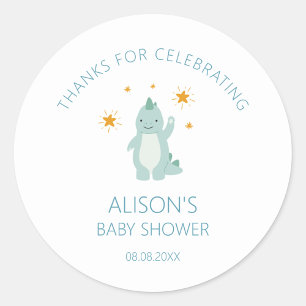 Sticker Rond Blue Dinosaur Twinkle Star Baby Boy