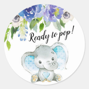 Sticker Rond Blue Elephant Ready to Pop Stick