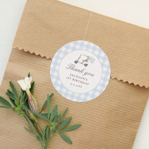 Sticker Rond Blue En vichy Golf Anniversaire