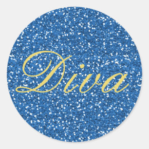 Sticker Rond Blue Faux Parties scintillant Diva