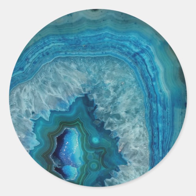 Sticker Rond Blue Geode Rock Mineral Agate Crystal Image (Devant)