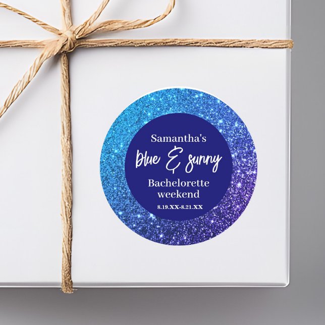 Sticker Rond Blue Glitter Bachelorette Party  (Créateur téléchargé)