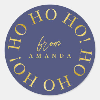 Sticker Rond Blue Gold Christmas Ho Ho Ho ID1009
