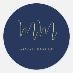 Sticker Rond Blue Gold Colours Professionnel Lettres initiales
