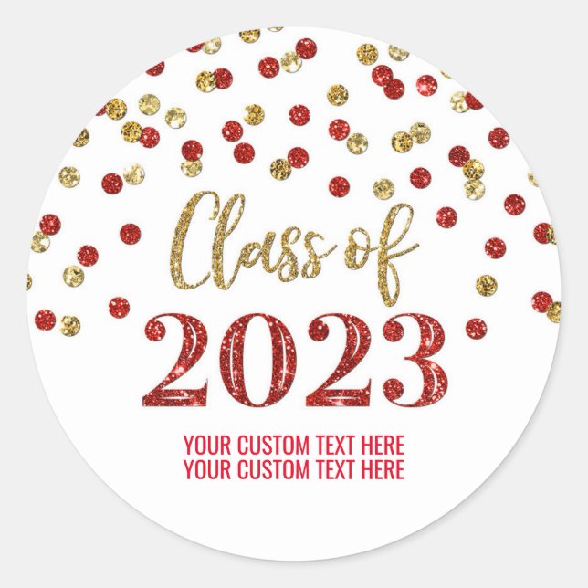 Sticker Rond Blue Gold Confetti Graduation 2023 (Devant)