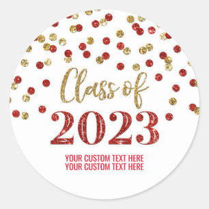 Sticker Rond Blue Gold Confetti Graduation 2023