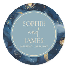 Blue Gold Elegant Celestial Starry Sky Wedding