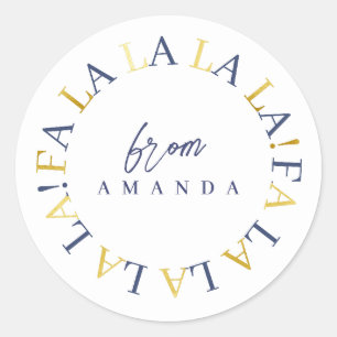 Sticker Rond Blue Gold Fa Noël La La ID1009
