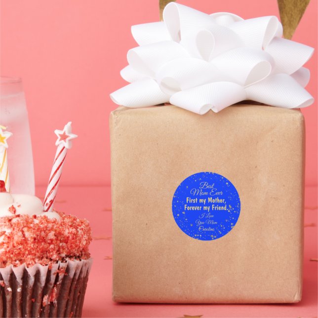 Sticker Rond Blue Gold Star Meilleure maman Jour des mères mode (Fête)