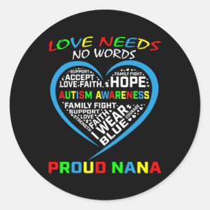 Sticker Rond Blue Grandson Grandgirl Sensibilisation sur l'auti